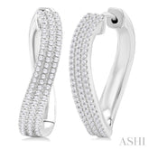 1/2 ctw Curvy Triple Row Round Cut Diamond Fashion Earring in 10K White Gold